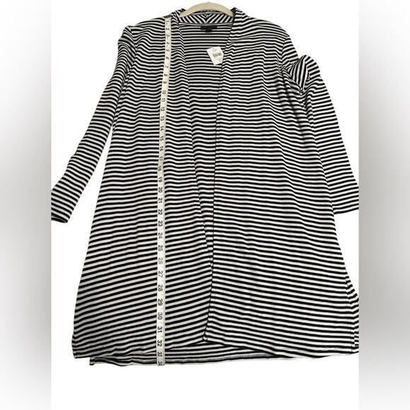 J. Jill Wearever striped open front cardigan Women MP Black white Classic Spring - Picture 9 of 10